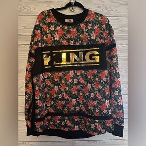 Monarchy Collection Men’s Floral Sweatshirt with Gold Lettering XXL